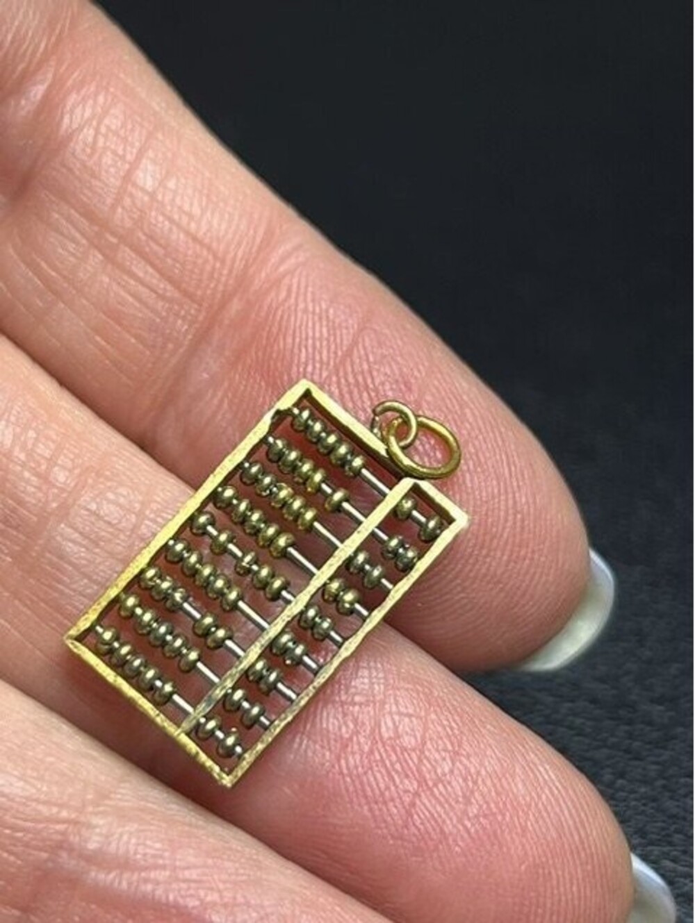 B7075 Vermeil gold plated sterling Abacus Charm Pendant Movable Beads Unique